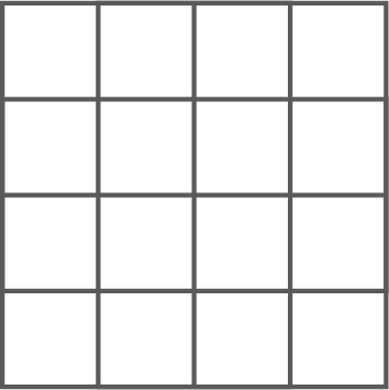Ein leeres Gitter mit 3x3 Kästchen.